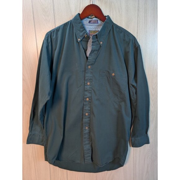CHAPS Ralph Lauren Denim 100% Cotton Button Down Shirt Green Men’s Size 16 32-33 - Picture 1 of 7